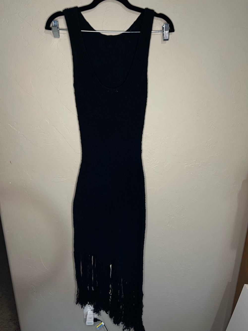 Rails Rylee Black Knitted Asymmetrical Sleeveless Fringe MIDI Dress - Picture 10 of 14